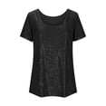 thumbnail image 5 of YUQIN Girls Sequin Tops Shine Short Sleeve Tee Shirt Glitter Round Neck T Shirts Casual Top Sparkly Summer Blouse Party T-Shirts Cute Tees Clothes, 5 of 5