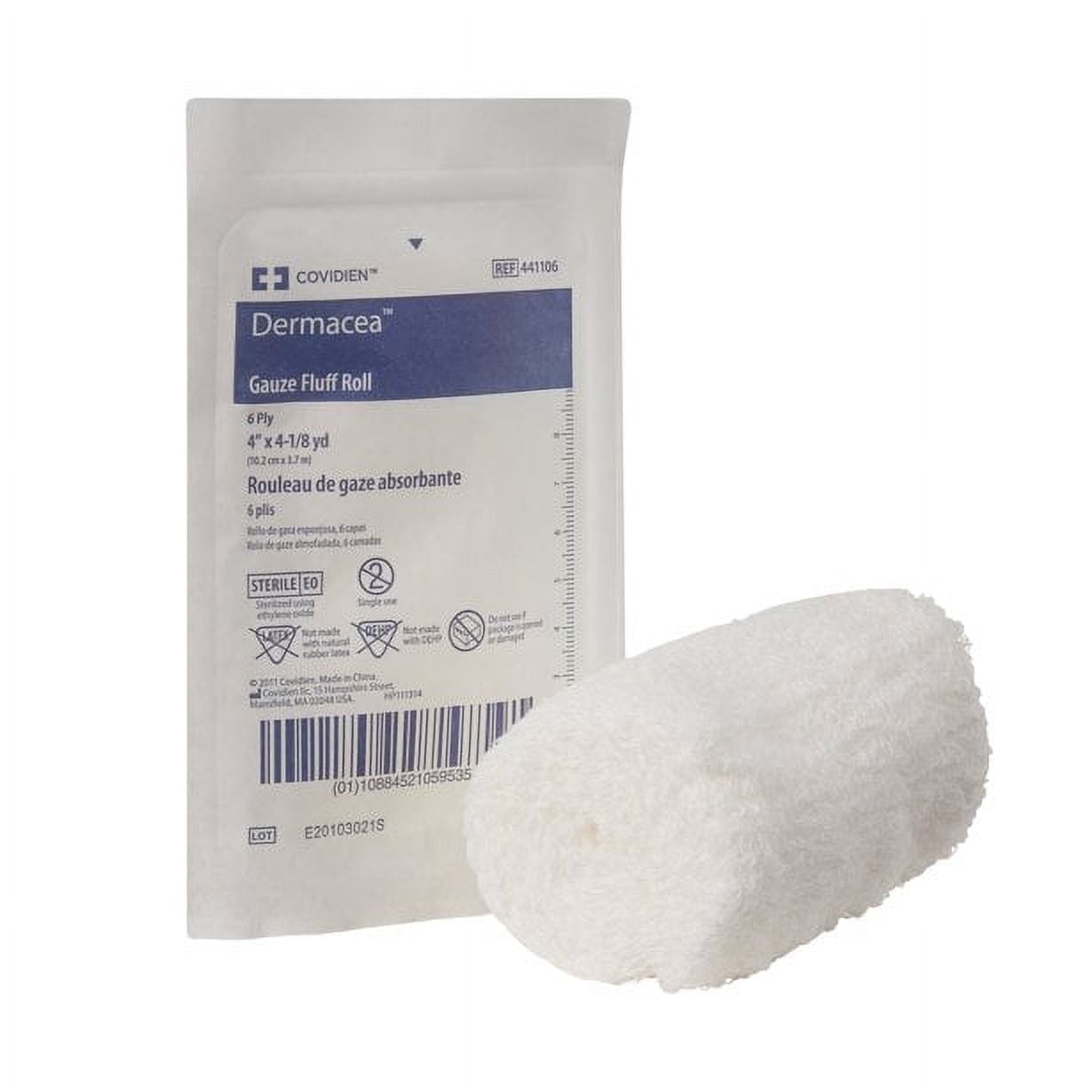 Dermacea White Fluff Bandage Roll Sterile 4.5" x 4-1/10 yd 441106 100 per Case