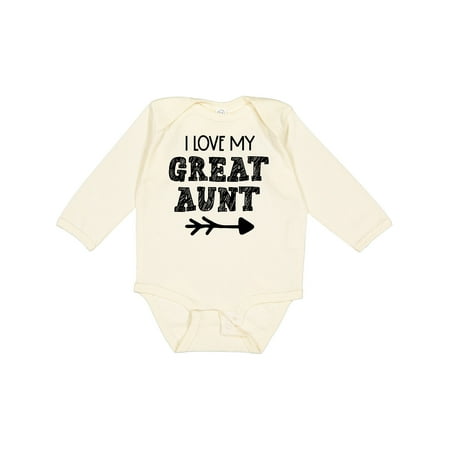 

Inktastic I Love My Great Aunt with Arrow Gift Baby Boy or Baby Girl Long Sleeve Bodysuit