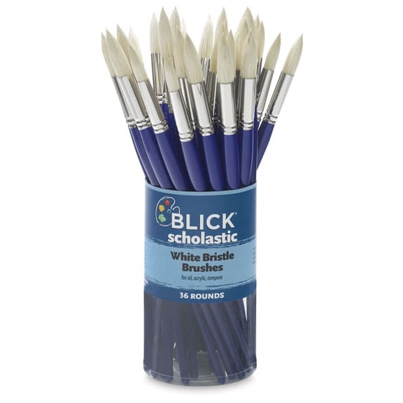 Blick Scholastic White Bristle Brush Set - Round, Set of 36