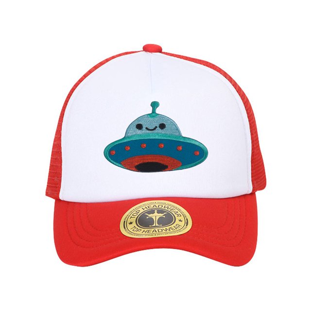 Gravity Threads UFO Smile Face Patch Trucker Hat - Red/White