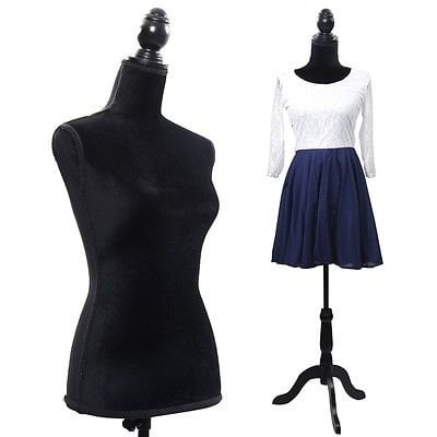 - Female Mannequin Torso Dress Form Display W/ Black Tripod Stand New BLACK