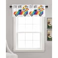 thumbnail image 3 of Rainbow Truck Linen Curtain Valance for Bedroom/Bathroom/Kitchen/Office/Living/Dining Room Window,Colorful Love Heart Watercolor White Pocket Topper Drapes Decorative Cafe Drapery Panel 42"x18", 3 of 6