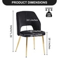 thumbnail image 5 of Dining Chairs Set of 4, Modern Velvet Upholstered Kitchen & Dining Room Chairs with Hollow Back and Metal Legs, Armless Side Chairs  for Living Room Bedroom Kitchen, Black, 5 of 5