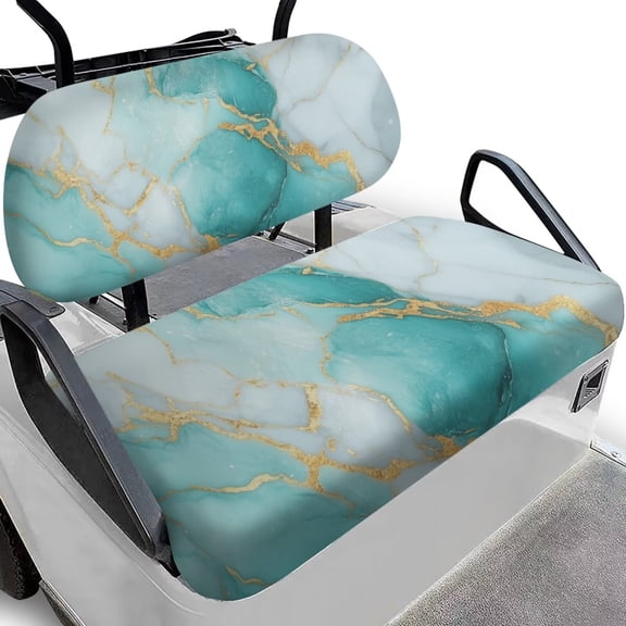 FUIALDOLG Green Marble Golf Cart Seat Cover Towel Blanket Universal Club Car Txt Golf Cart Seat Covers Golf Cart Accessories for Most 2 Passenger Carts