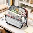 thumbnail image 6 of Standing Pencil Case with Base Large Capacity Stationery Pouch Pen Bag with Zipper for Women Men White Cat in Red Sweater, 6 of 7