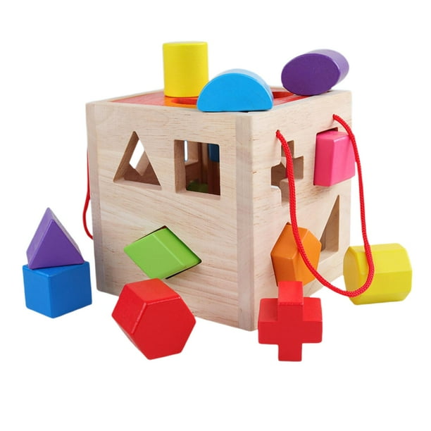 Juguete de desarrollo de bloques geométricos Montessori, juguete clasificador de formas coloridas para niñas y , actividad de aprendizaje 17 hoyos Yotijar juego de clasificación de formas de color