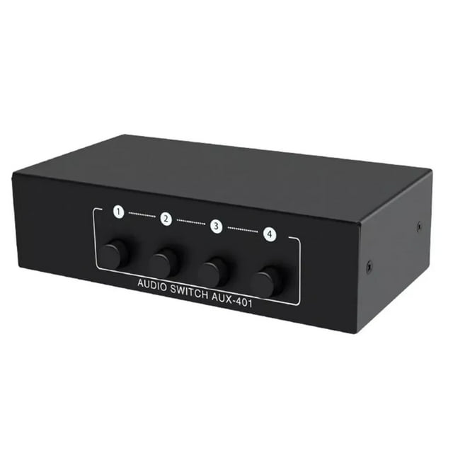 ARCADORA 4-Way Audio Switch RCA AUX 3.5mm Stereo Selector Multi-Source Bidirectional Metal Box Headphone Amplifier Speaker