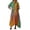 Z1#Orange1142, variant on Puliio Maxi Dresses for Women Three Quarter Sleeve V Neck Stripe Print Loose Casual Dress with Pockets