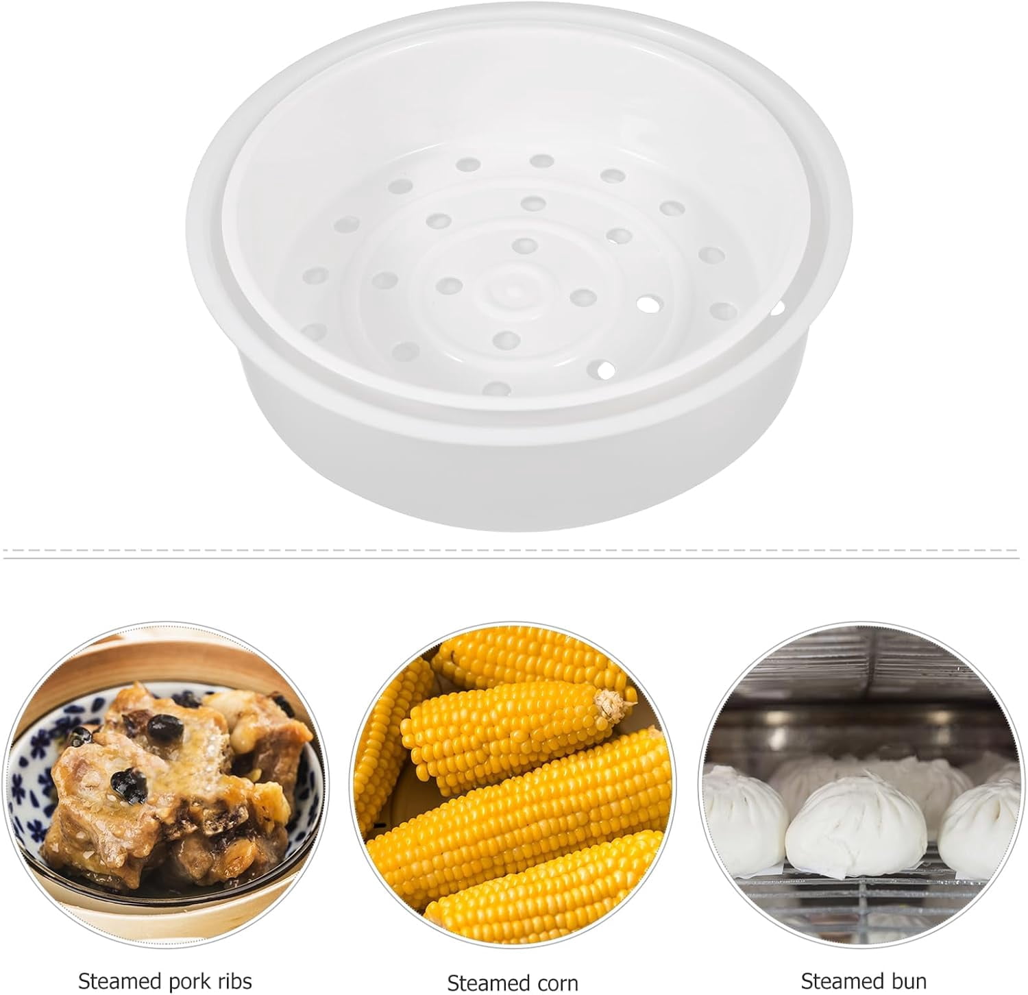 ABCISI 2pcs Plastic Steaming Rack Steamer Basket 2.74ft Plastic Steaming Stand Steam Basket for 8.86in Rice Cooker Warmer Kitchen Cookware (White)