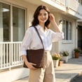 thumbnail image 4 of Woven Tote Bag Leather Bucket Bags for Women Summer Hobo Handbag Beach Vacation Purse Vintage Shoulder Bag for Travel, 4 of 7