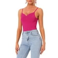 thumbnail image 4 of INSPIRE CHIC Women's Ribbed Sleeveless Sweetheart Neck Y2K Tank Top Bodysuits Hot Pink L, 4 of 5