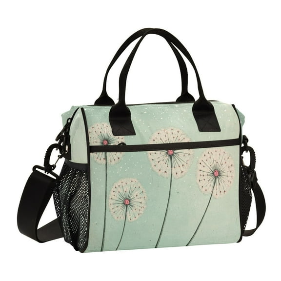 Stylish Insulated Lunch Tote Bag Lunch Cooler Tote Reusable Cooler Bag for Work, Camping, Picnic, Beach Large Dandelions
