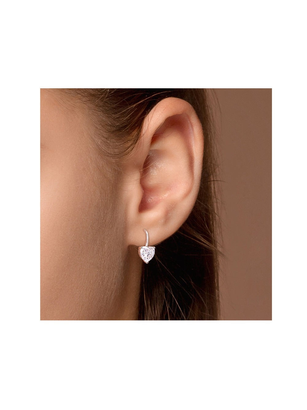 4.00 Carat (Ctw) Synthetic Moissanite Heart Leverback Earrings in Sterling Silver for Women