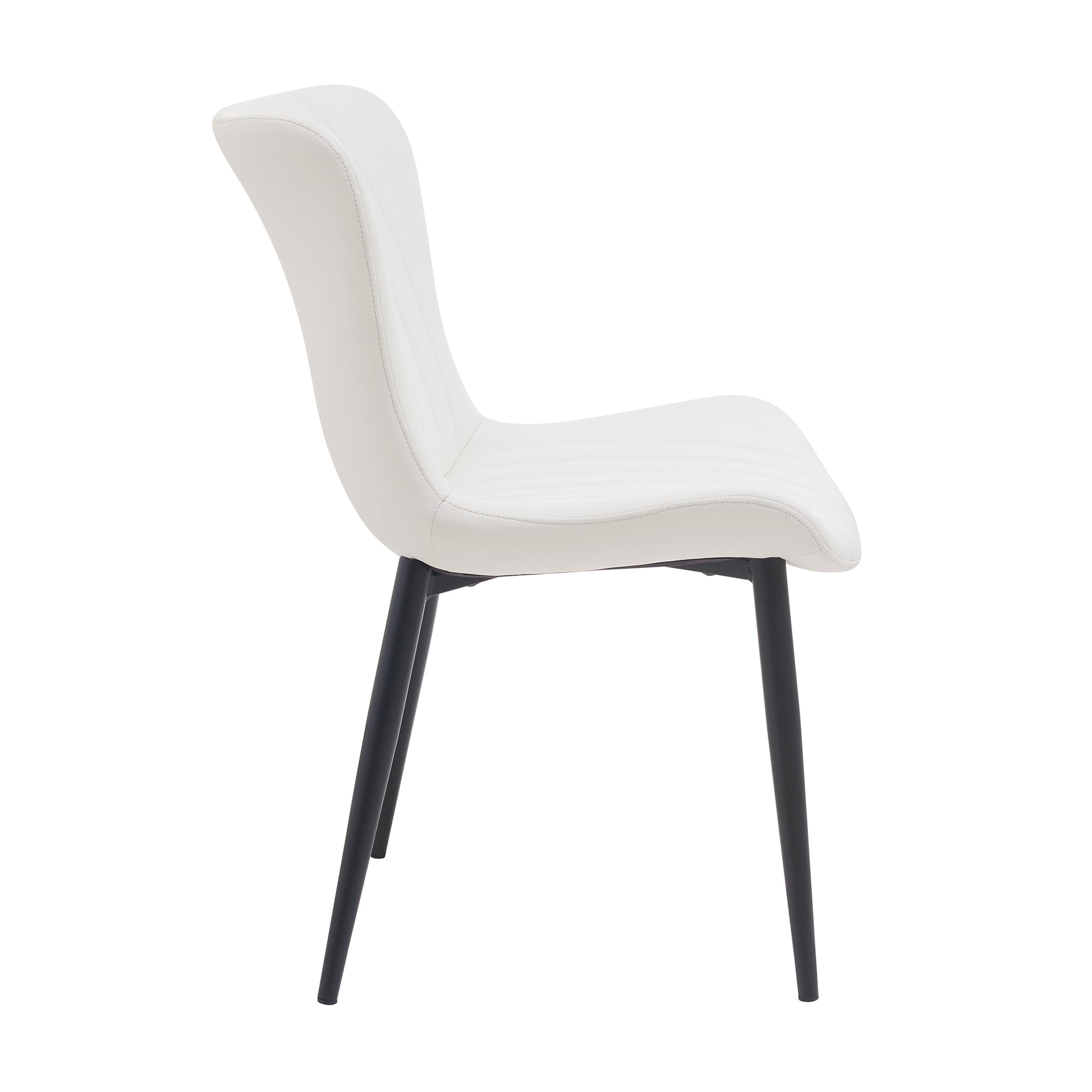 Euroco Modern Dining Chairs Set of 2, Accent Chairs with Curved Back and Iron Frame, Kitchen Side Chairs for Bedroom, Living Room,Dining Room,Cream White