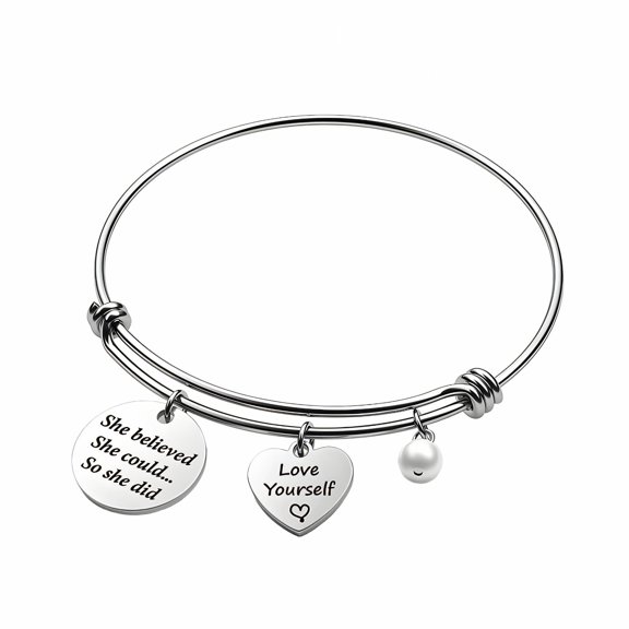 DESIGNICE Bangle Bracelets for Women Heart Letter Charm Bracelets Friend Gifts for Women Bracelets Style1
