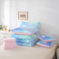 thumbnail image 6 of meiyoeat Blue Swirl Background 7-Piece Twin Bedding,Iridescent Abstract Print Bedding Comforter Set For Girl,Reversible, 6 of 7