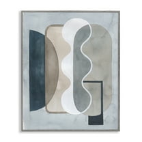 Stupell Industries Wavy Opaque Shapes Abstract Painting Gray Framed Art Print Wall Art, 24 x 30