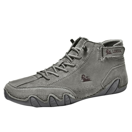 KELINFONG Men s Hiking Boots WaterProof Slip on Barefoot Shoes Hoop and Loop Flat Bottomed Shoes