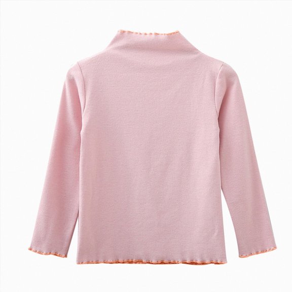 WUANDIXFA T Shirts for Girls 3T 4T 5T 6T 7T 8T Fall Long Sleeve Shirts Solid Color Basic Tees Casual Girls Tops Toddler Girl Shirts,Pink,6-7 Years