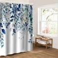 thumbnail image 5 of Blue Teal Eucalyptus Leaves Bathroom Curtain 96 Inch Shower Curtain with Hooks, Watercolor Weeping Botanical Waterproof Polyester Bath Curtain Washable Bathtub Curtain 72''x 96'', 5 of 6