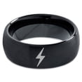 thumbnail image 2 of Tungsten Flash Thunder Lightning Bolt Band Ring 8mm Men Women Comfort Fit Black Dome Brushed Polished, 2 of 4