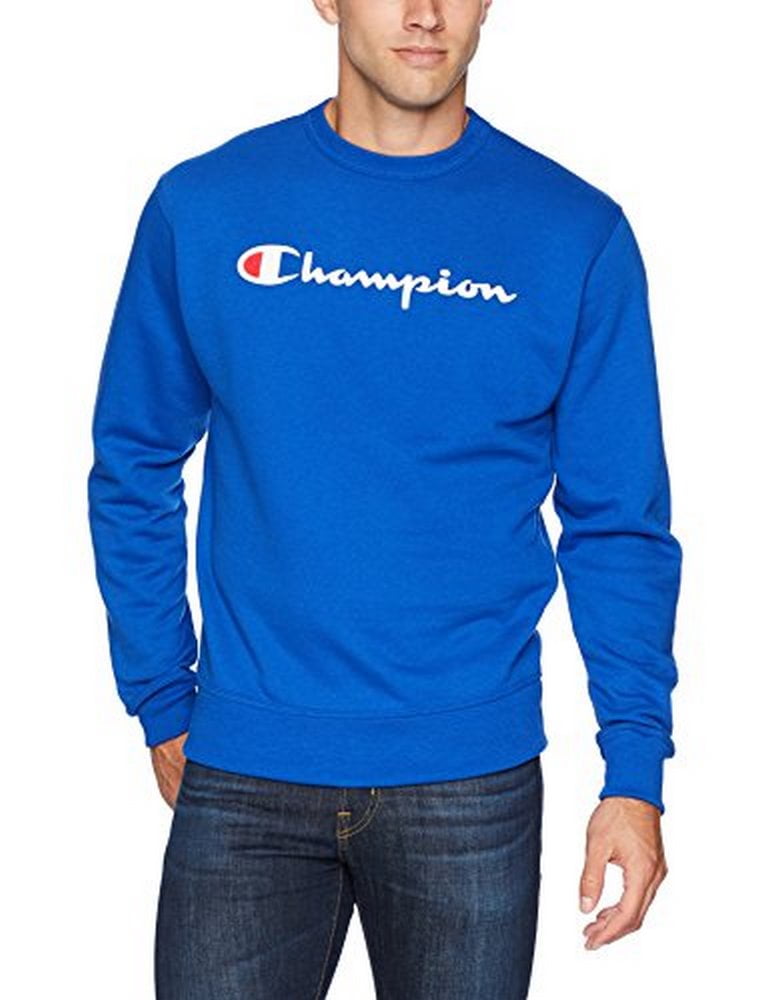 Champion Men's Powerblend Fleece Crew, Script Logo Surf The Web / M