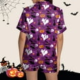 thumbnail image 5 of enyan Women Halloween Pjs Pajamas Set 2 Piece Lounge Sets Print Autumn themed Sleepwear Button Soft Dark Blue,XXL, 5 of 6