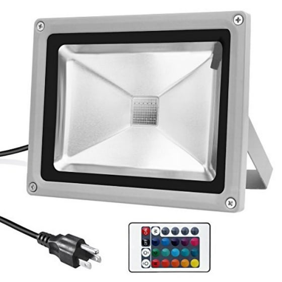 Warmoon Outdoor Led Flood Light 20w Rgb Color Changing Waterproof Wall Security Spotlights With Us 3 Plug Remote Control