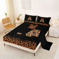 thumbnail image 2 of jejeloiu Classic Leopard Monogram A Full Size Sheets For Girls,Brown Bow Glitter Print Initial Bed Sheets For Kids,4 Pieces, 2 of 6