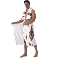 thumbnail image 2 of Colevkie Men's 2 Pcs Bath Wrap Set Bath Skirt & Bath Towel Polyester Adjustable Quick Drying Soft for Home Hotel Beach Sauna Printed Feathers Pattern, 2 of 7