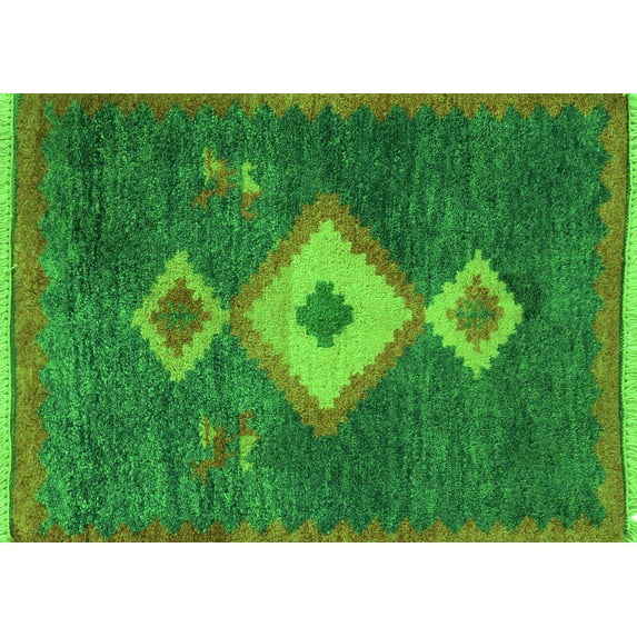 Ahgly Company Indoor Rectangle Southwestern Green Country Area Rugs, 8' x 12'