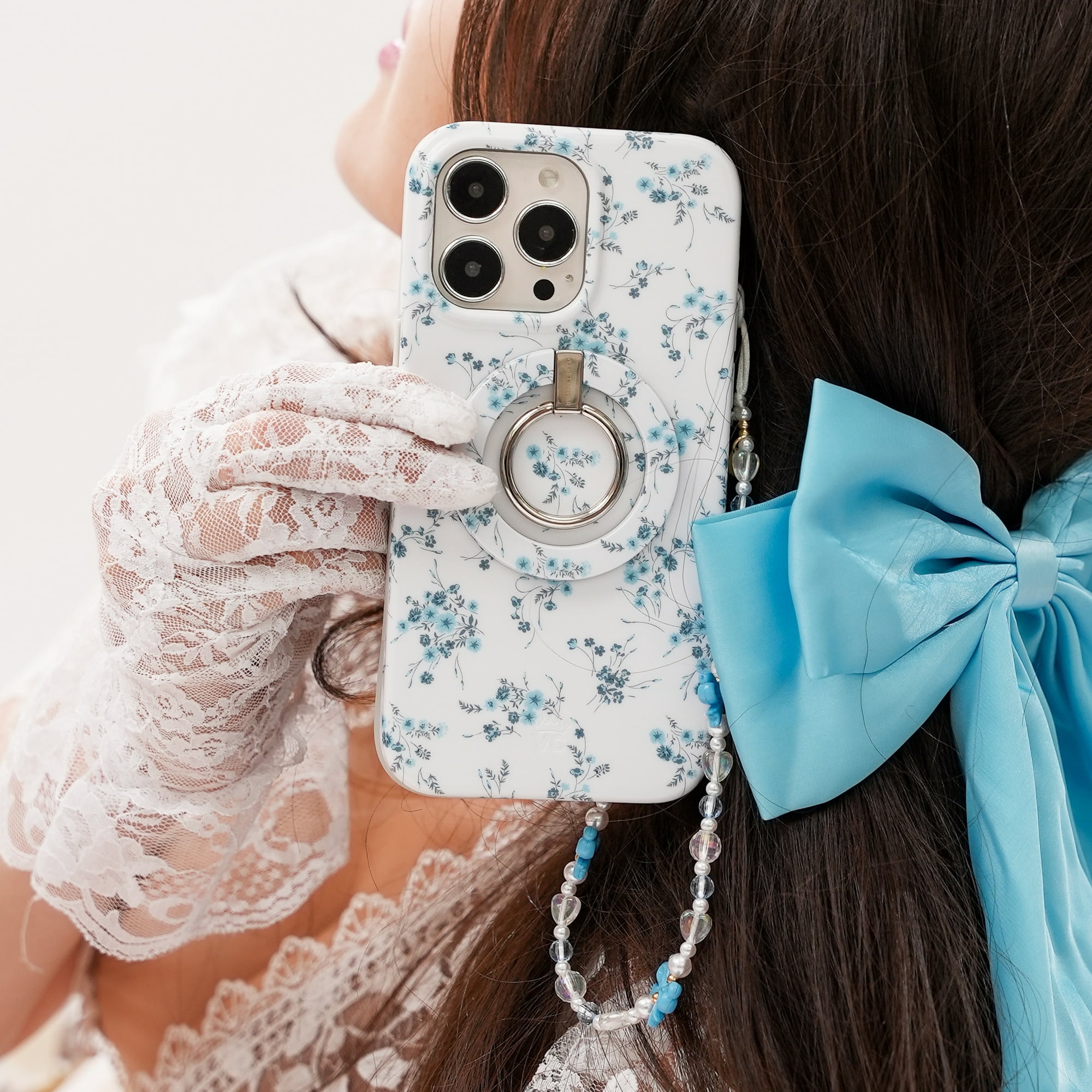 VELVET CAVIAR for iPhone 13 Pro Case Flowers - Compatible with MagSafe - Cute Protective Phone Cases for Women - French Blue Floral
