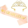thumbnail image 2 of Graduation Kits, Glitter Grad Crown & Sash, Adjustable Graduation Cap, College Grad Accessories for Women, Shiny Grad Decorations, Photo Props, Graduation Party Essentials, Rose Gold, 2 of 9