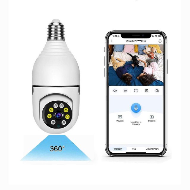 Sistema de cámaras de seguridad Nueva cámara con bombilla E27 1080p Teléfono móvil Red inalámbrica Wifi Cámara doméstica Monitor de monitoreo móvil con visión nocturna infrarroja 360,