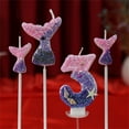 thumbnail image 3 of PEACNNG 6 Pcs Birthday Candles  2.8” Mermaid Theme Birthday Cake the Number 0-9 Candles  1Pcs Number  3Pcs Mermaid Tail and 2Pcs Shell Candles for Birthday Decorations Mermaid Themed Part, 3 of 9