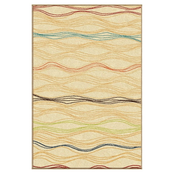 Orian Veranda Area Rug 2318 Indoor/Outdoor Beige Outdoor Waves Floor Decor Modern Carpet
