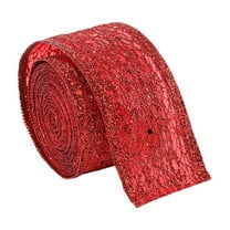 JeashCHAT Christmas Wired Ribbon Roll, Glitter Sequin Ribbon for Christmas Tree Wreath Bows Decorations, Christmas Gift Wrapping, 1.93 Inch x 2.19 Yards
