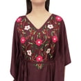 thumbnail image 4 of Bimba Women's Wine Caftan Dress Kimono Sleeve With Aari Work Long Kaftan-22, 4 of 4
