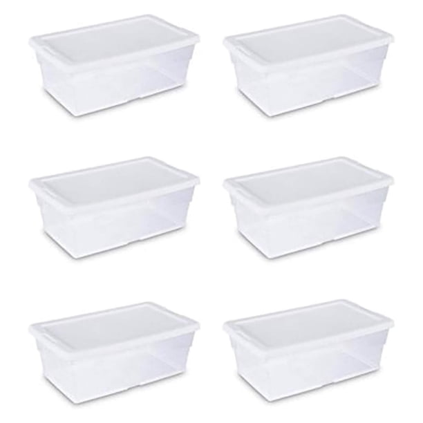 16428012 Caja de almacenamiento de 6 cuartos/5,7 litros, tapa blanca con base transparente (paquete de 6)