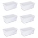 thumbnail image 1 of 16428012 Caja de almacenamiento de 6 cuartos/5,7 litros, tapa blanca con base transparente (paquete de 6), 1 of 7