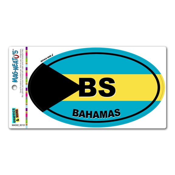 Bahamas Country Flag - BS Euro Oval Flag MAG-NEATO'S(TM) Car/Refrigerator Magnet
