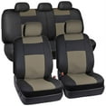 BDK 2Tone PU Leather Car Seat Covers Split Bench Side Airbag Safe with