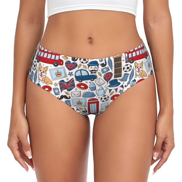 Fotbe London Symbols1 Calzones Estampados para Mujer – Ropa Interior de Algodón, Cómoda, Suave y Elástica-Large