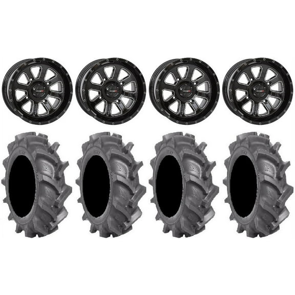System 3 ST-4 Black 14" Wheels 30" BKT AT 171 Tires Can-Am Maverick X3 / Honda Pioneer 1000 / Talon