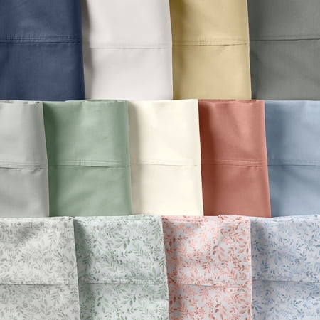 BETTER HOMES & GARDENS COOL & CRISP 3-PIECE 300 THREAD COUNT ARCTIC WHITE COTTON PERCALE SHEET SET, TWIN