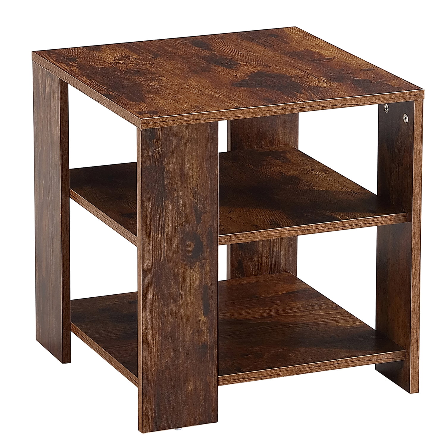 Kadyn Square Night Stand, 3-Tier Nightstand with Storage, Modern MDF End Table for Bedroom, Rustic Brown Kadyn Square Night Stand, 3-Tier Nightstand with Storage, Modern MDF End Table for Bedroom, Rustic Brown