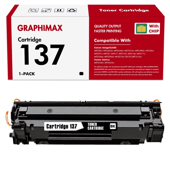 GraphiMax 137 Toner Cartridges for Canon 137 CRG137 for Canon imageCLASS MF230 MF242dw MF244dw MF232dw MF236n MF247dw Printer (1 Black)