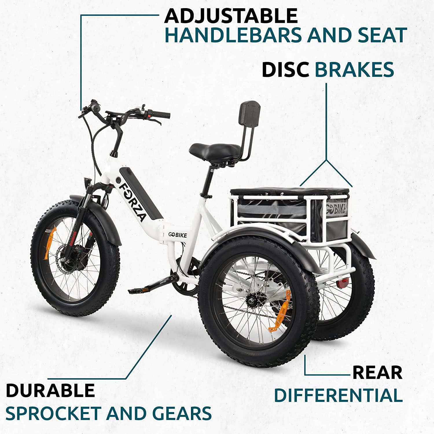 Three Wheel Electric Bikes Electric Trike for Adults Tricycle E Bike with LCD Display Li ion Battery 3 Wheel Motorized Bicycle 750W Powerful Motor Forza Forte Walmart