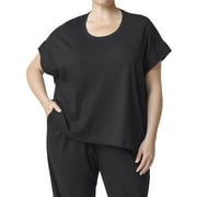 HUE Women�s Casual Basic Lounge T-Shirt, Black - Boxy Short Sleeve, Large-X-Large
